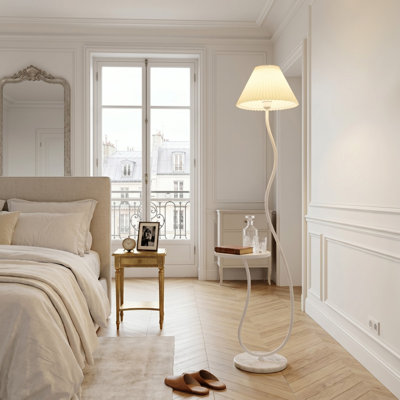 Lampe sur pied 88 po de style crème plissée 88 po avec table d'appoint et lampe sur pied (incluant 1 ampoule tricolore)