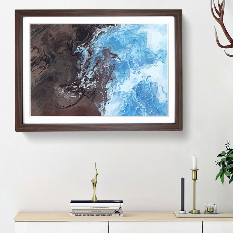 Merging Dreams in Abstract - Picture Frame Painting Print, Walnut Framed, 27cm H x 36cm W x 2cm D