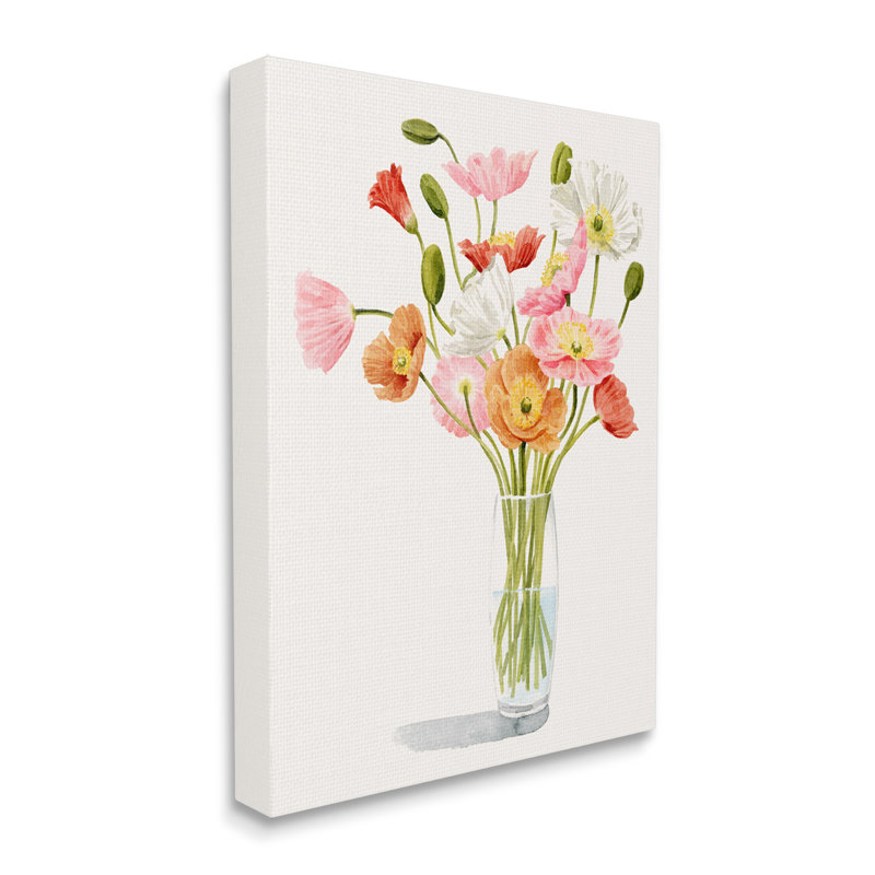 Coquelicots vifs floraux en verre, Toile, H 16 po x l 16 po x P 1,5 po