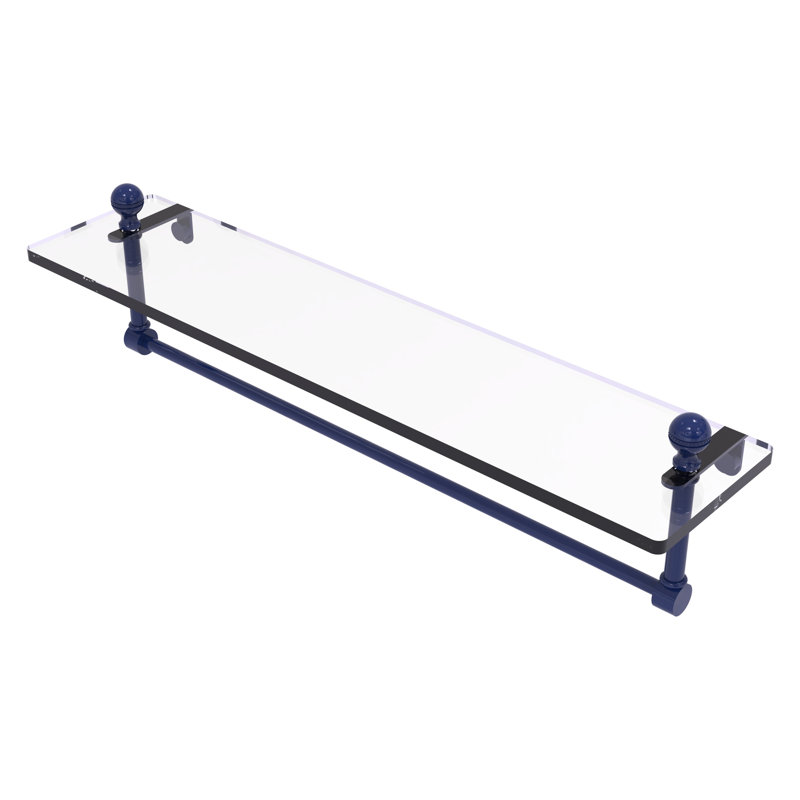 Tablette de meuble-lavabo en verre Mambo avec barre à serviettes intégrée MA, H 5 po x l 22 po x P 5 po, Bleu méditerranéen