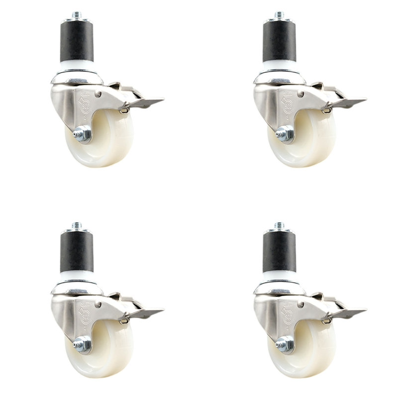 Roulettes pivotantes, H 3 po x l 3 po