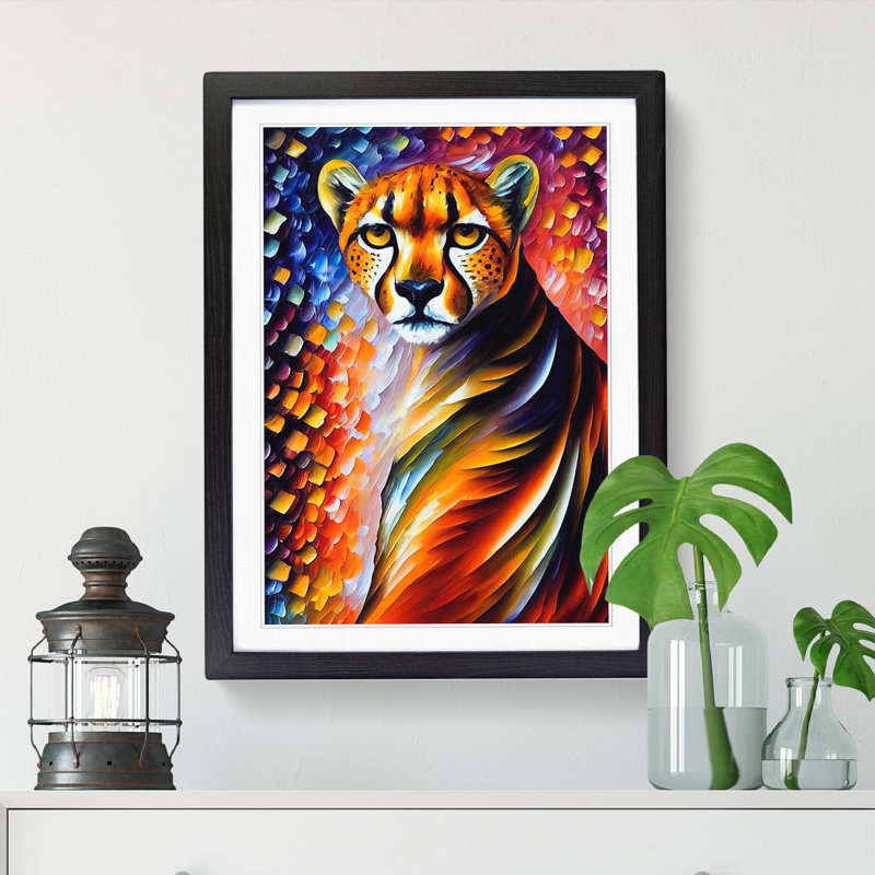 Painted Cheetah Vol.1 - Picture Frame Print, Black, 64cm H x 46cm W x 2cm D