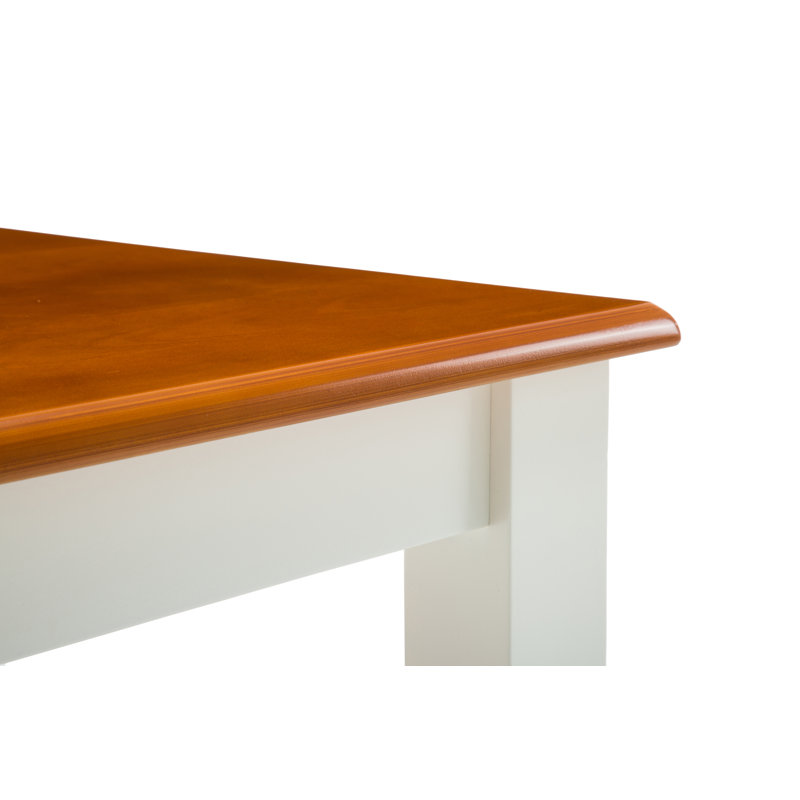 Raffe Solid Wood Base Dining Table, Cream / Honey Oak
