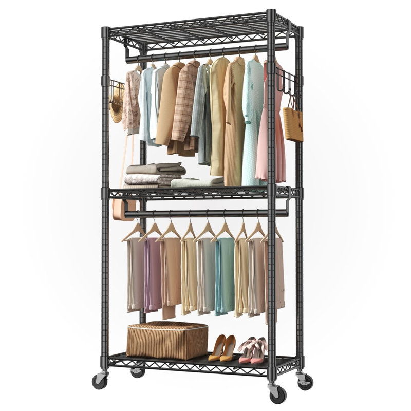 Portant à vêtements roulant, supports à vêtements pour suspendre les vêtements, support à vêtements robuste avec roulettes, portemanteaux autoportants