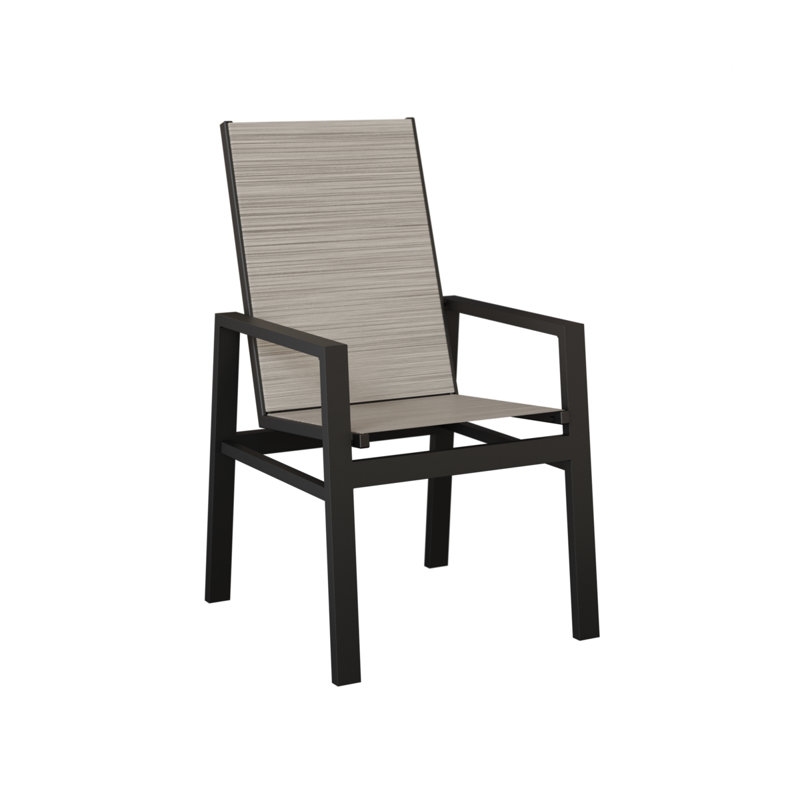 Chaise de salle à manger en aluminium à haut dossier Vida, Kozo fossile, Noir mat