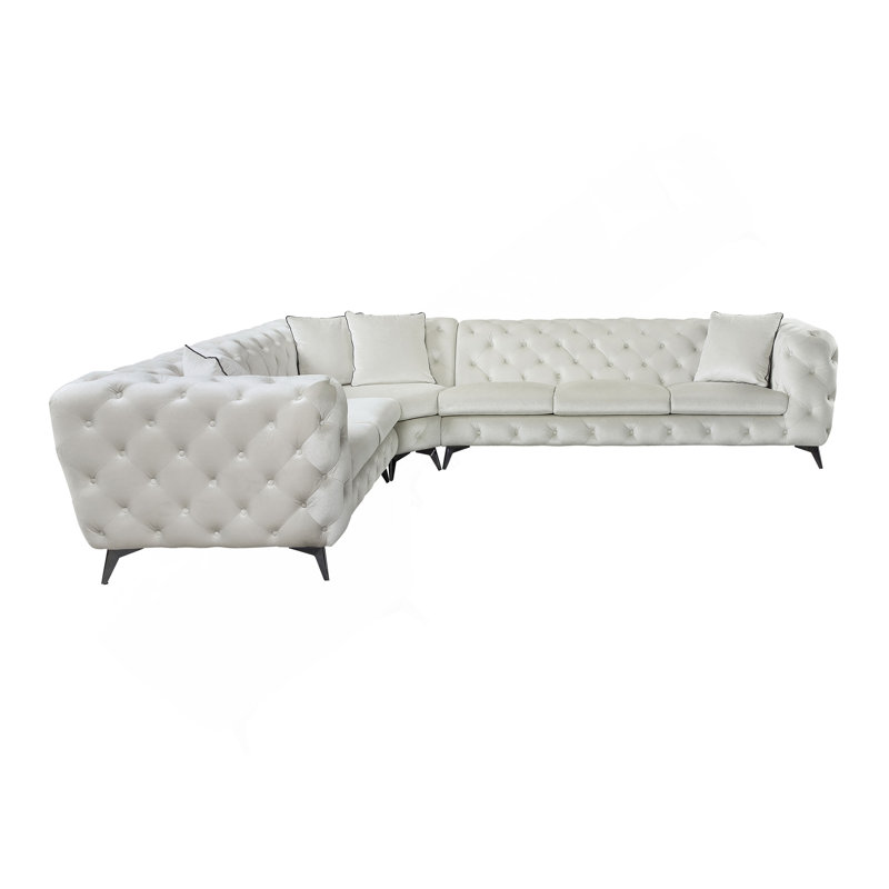 Canapé modulaire en tissu beige avec 4 coussins Atronia
