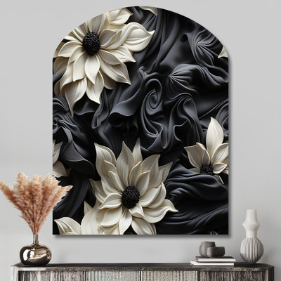 Harbert - Arch Floral Metal Art, Asymmetrical Metal Wall Sculpture Print