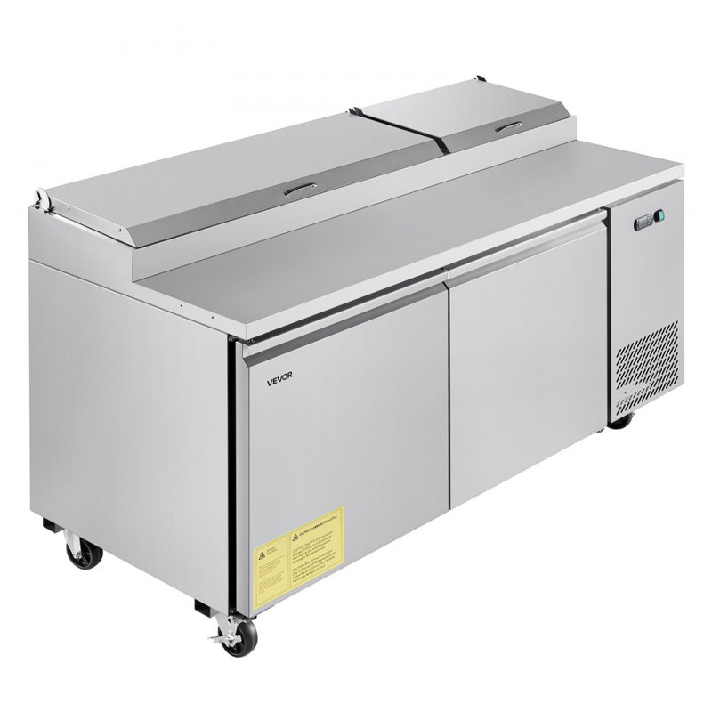 Commercial Refrigerated Pizza Prep Table Stainless Steel Fridge Double Door
