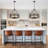 6 - Light 21.65" Dimmable Farmhouse Geometric Drum Chandelier Ceiling Lights for Foyer Kitchen Island Living Room-109402285