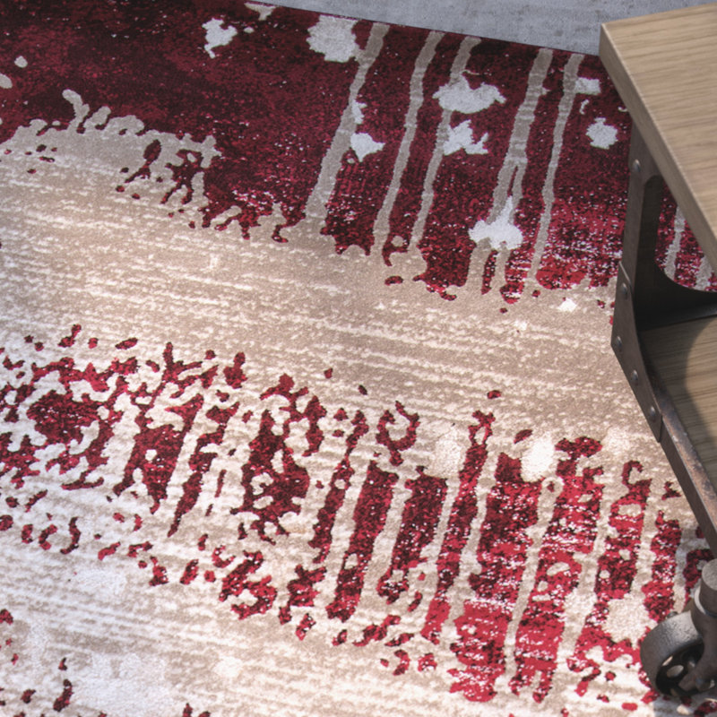 Tapis rouge / brun clair Floreat, Rectangle 2 pi x 3 pi