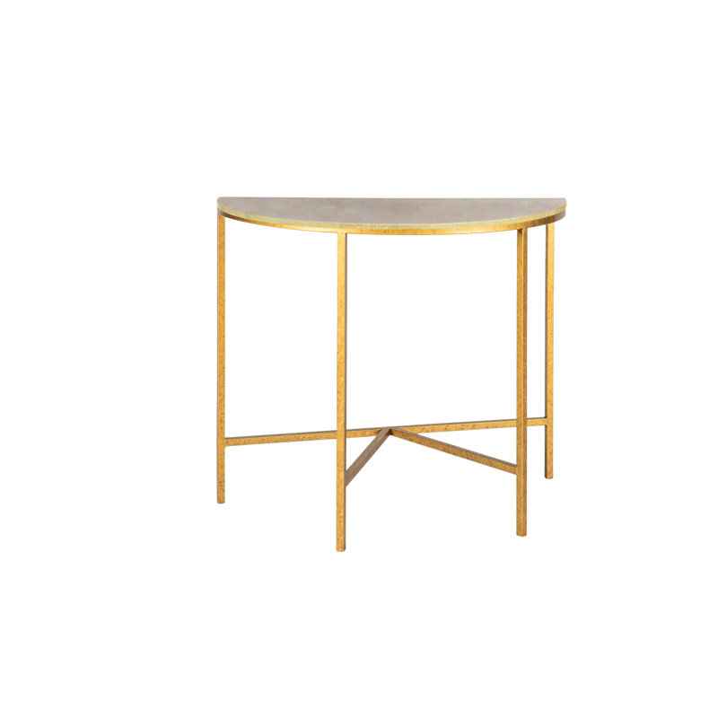 Vermont 38" Console Table, Royal Gold, Lite Travertine