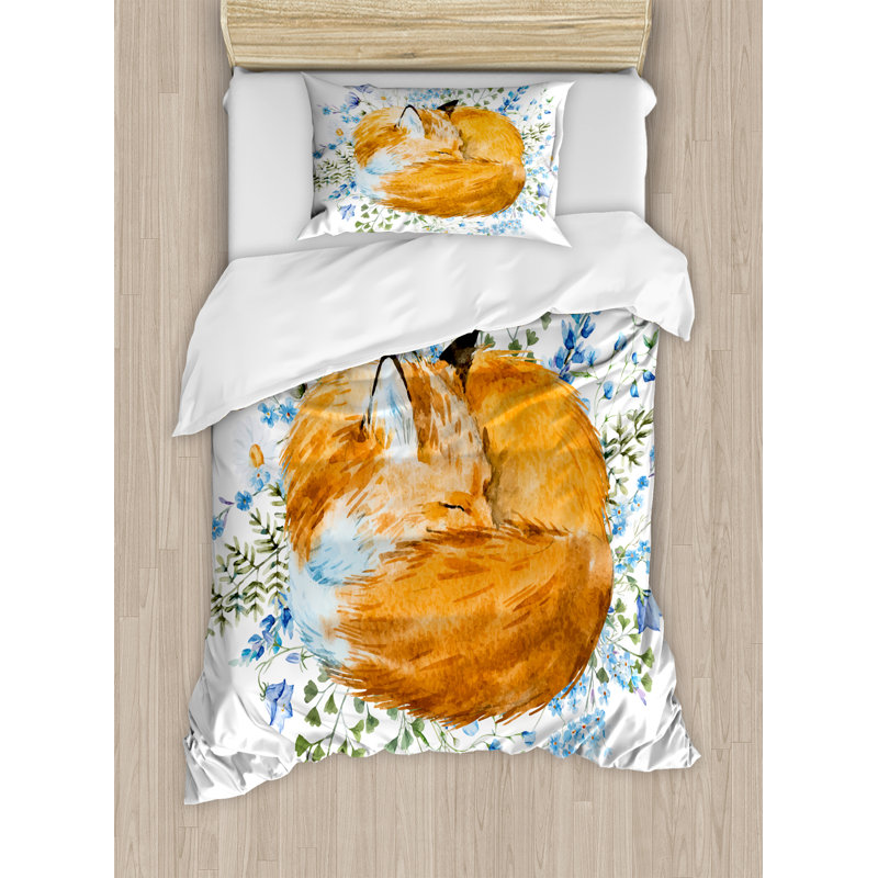 Fox Modern & Contemporary Polyester Duvet Cover, Twin Duvet Cover + 1 Sham