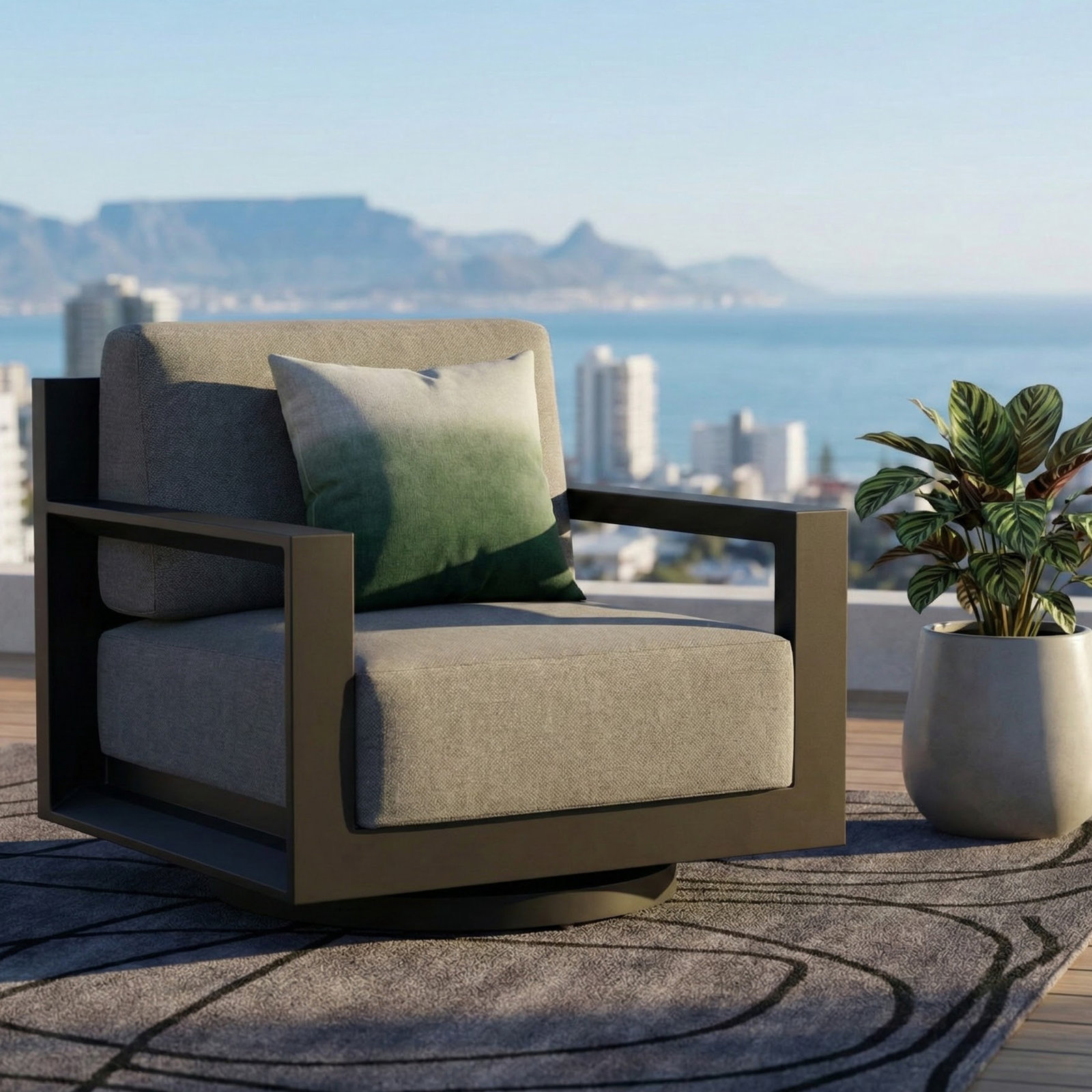 Aden Aluminum Outdoor Swivel Chair, Gray