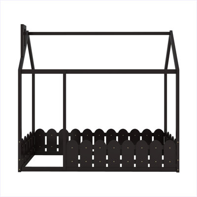 Structure de lit simple en bois avec clôture