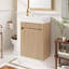 Meuble-lavabo flottant de 15,7 po avec lavabo SMC réversible, armoire en panneau de fibres à densité moyenne à devant ondulé, conception à pousser sans ouverture, charnières à fermeture en douceur-147701752