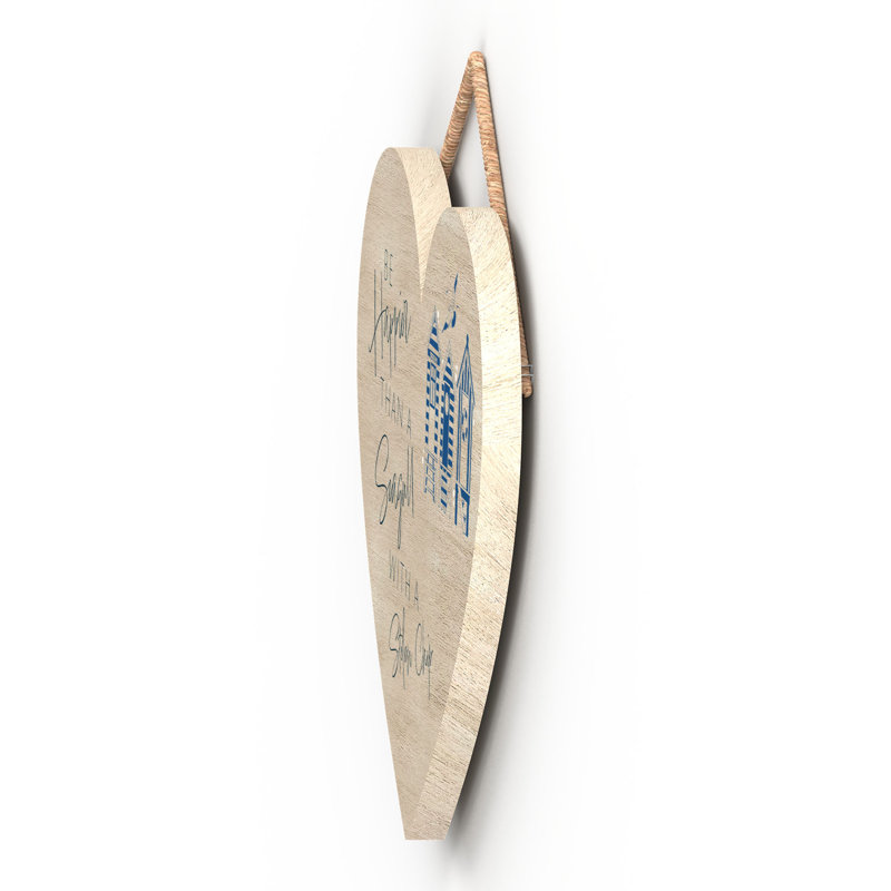 Beach Stolen Chip Wooden Heart Wall Décor, 16cm H x 17cm W x 0.9cm D