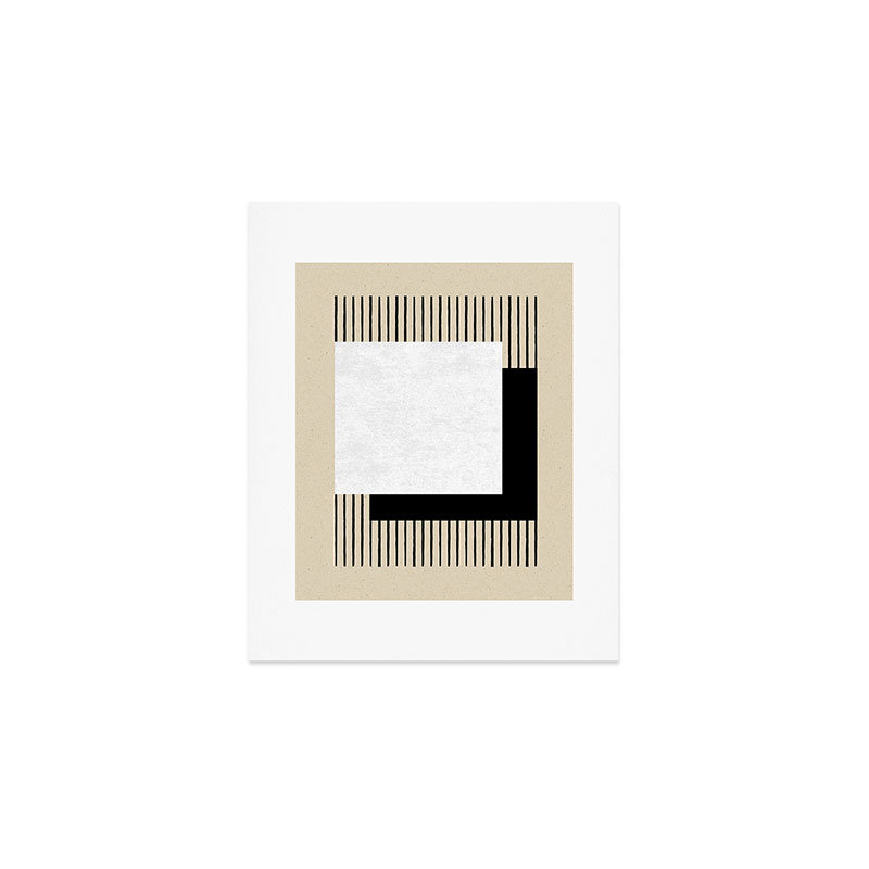 MoonlightPrint Square BW Stripes, reproduction d'art non encadrée, H 10 po x l 8 po