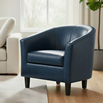 Austin 30"W Upholstered Vegan Leather Contemporary Tub Chair with High Arms and Removable Seat Cushion