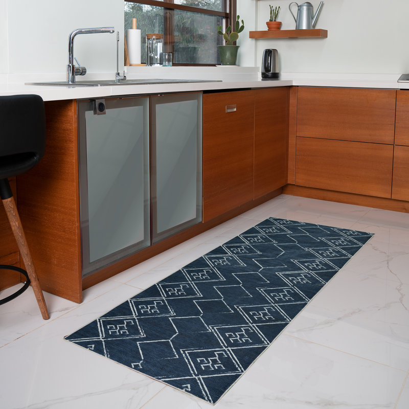 Gitlow Washable Geometric Indoor Rug, Runner 2'8'' x 8'