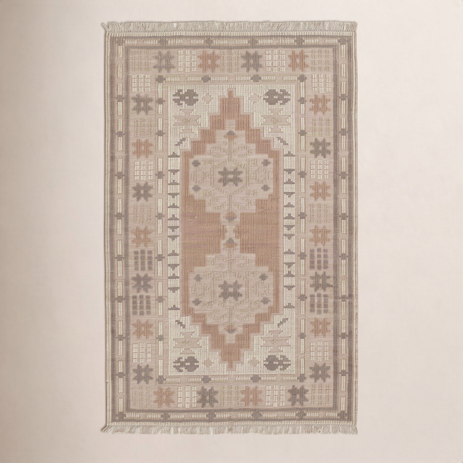 Damaris Orange Brown Hand-Woven Oriental Wool Rug, Rectangle 8' x 10'