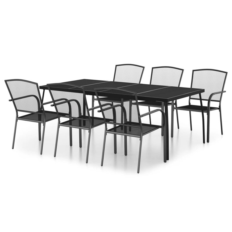 Ensemble de tables d'extérieur rectangulaire en L 7 pièces pour 6 personnes 78,7 po Madhav