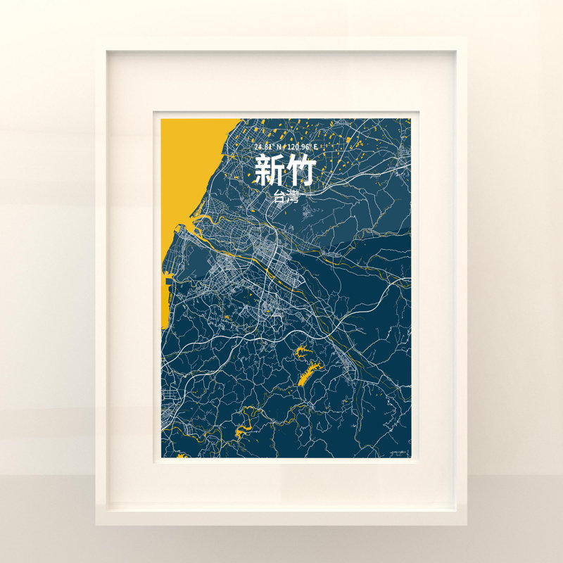 Hsinchu (chinois traditionnel), impression sur toile tendue, Bleu / Jaune