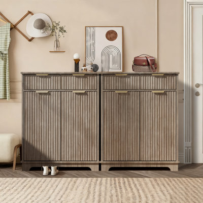 Modern 2-Drawer Sideboard With Adjustable Shelves, Entryway Or Dining Storage, White Or Brown Finish by Lark Manor