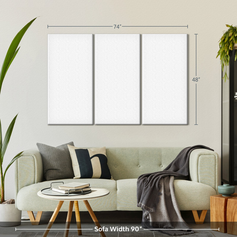 Ensemble de 3 pièces de chêne sur toile 4 saisons, H 48 po x l 74 po x P 1,25 po