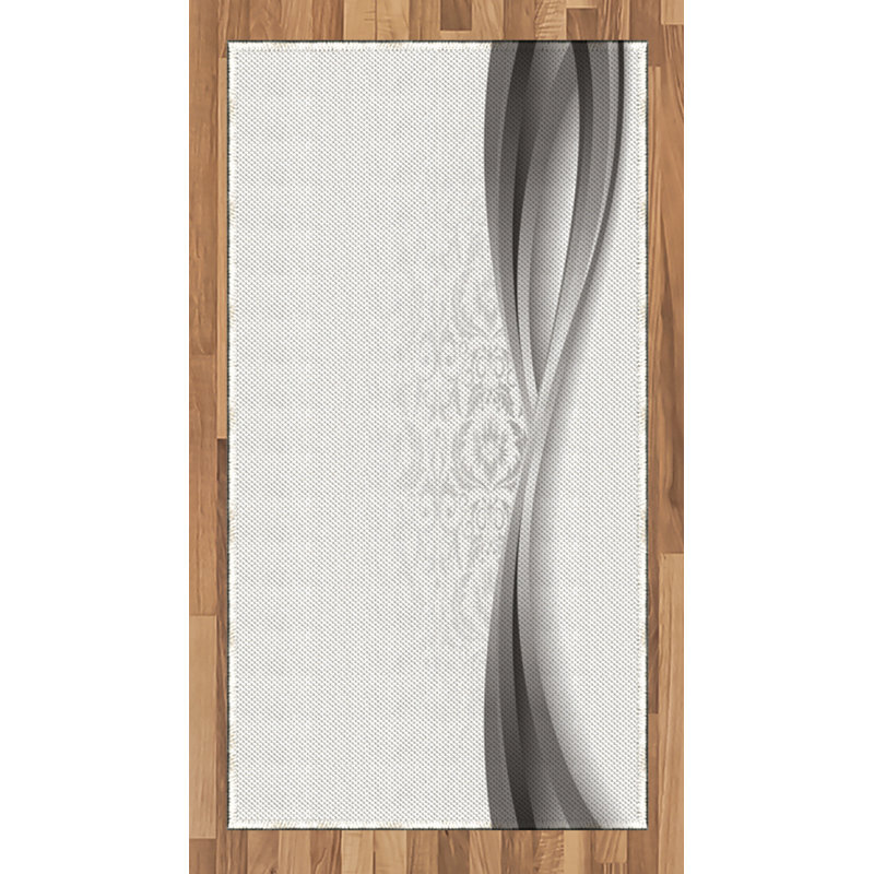 Tapis décoratif gris à haute densité en fibres longues, Rectangle 2 pi 7 po x 5 pi