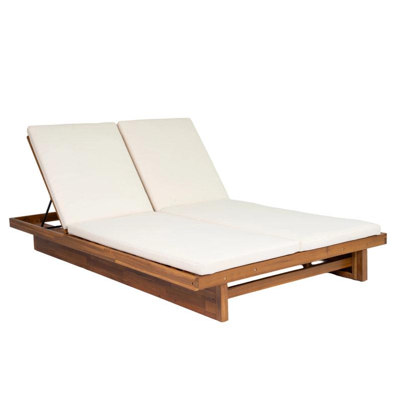 Chaise longue double d'extérieur en bois d'acacia avec dossier réglable Eero