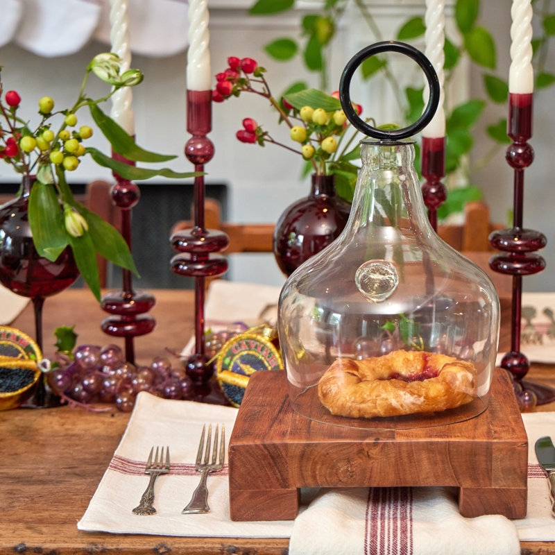 Bougeoirs de table en verre - Lot de 2 à 30 cm de hauteur - Rouge merlot, H 12 po x l 4 po x P 4 po, Merlot