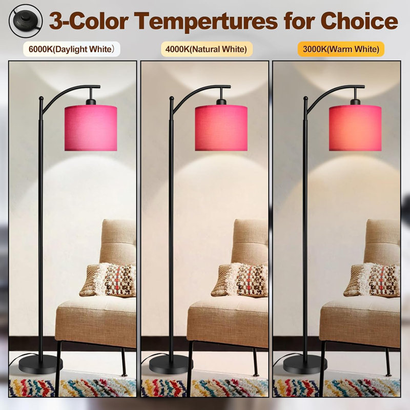 Modern Floor Lamp With Adjustable Color Temperatures, Sturdy Standing Lamp With Reading Light, Energy-Efficient LED Bulb Included, Ideal For Living Room And Bedroom