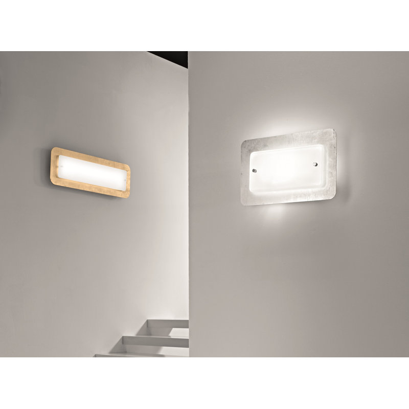 Pop-Up Glass Flush Mounted Sconce, Gold and white, 20 cm H x 60 cm W x 8 cm D
