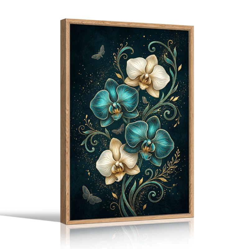 Ensemble de 1 tableau sur toile à motif d'orchidées, 48"H x 32"W, Natural