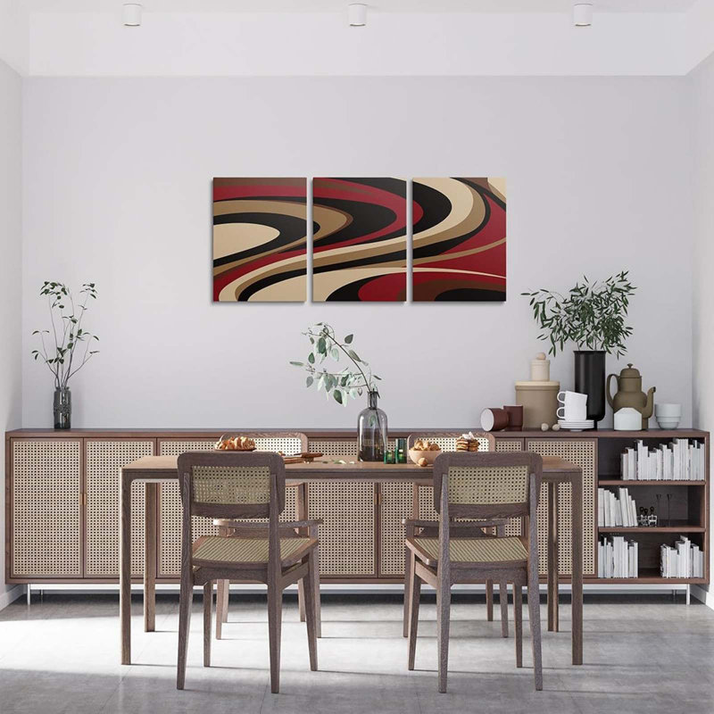 3 Piece Wrapped Canvas Print, Red