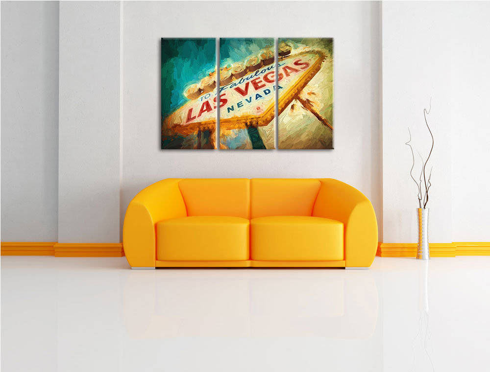 3-tlg. Leinwandbilder-Set „Las Vegas Schild Retro“, Kunstdruck