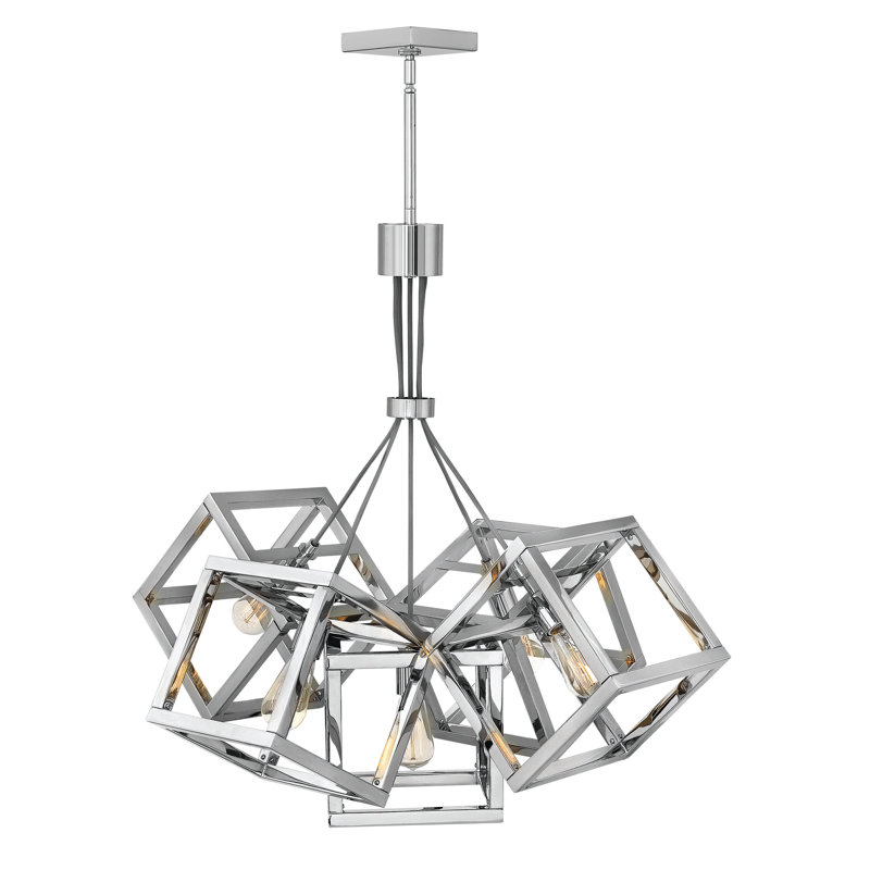 Ensemble 5-Light Cluster Square Pendant, Polished Nickel