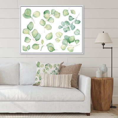 Illustration de feuilles d'eucalyptus isolées sur fond blanc I - Peinture sur toile