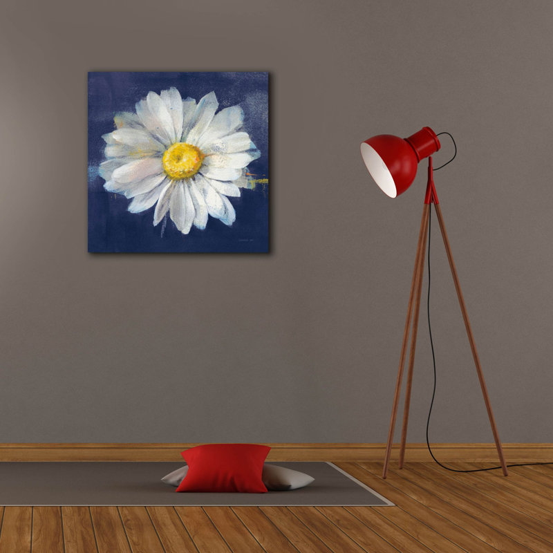 «Boldest Bloom 2 Dark Blue» par Danhui Nai, art mural sur toile, H 26 po x l 26 po