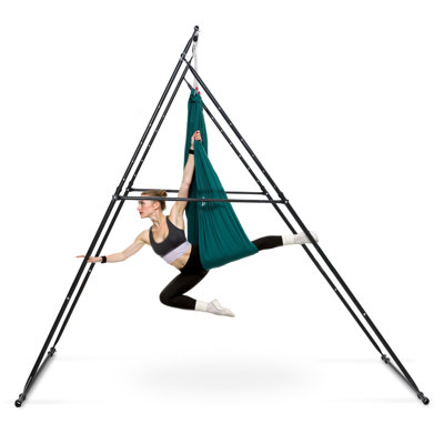 Yoga Stand Frame, Max 440.9 lbs Load Swing Stand, Triangular Structure Pull Up Stands, Aerial Silk Stands with EVA Foam & 6.6-yard Yoga Hammock, 4-Level Horizontal & 6-Level Vertical Adjustment