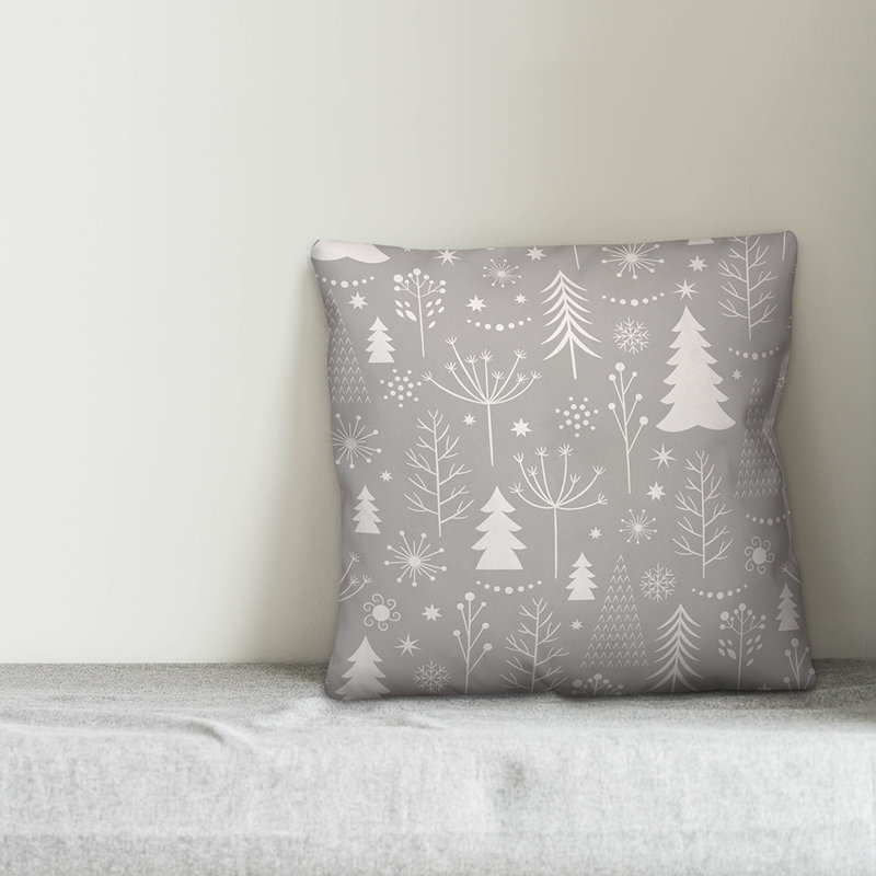 Coussin Christmas Tree, 18 po x 18 po, Argent