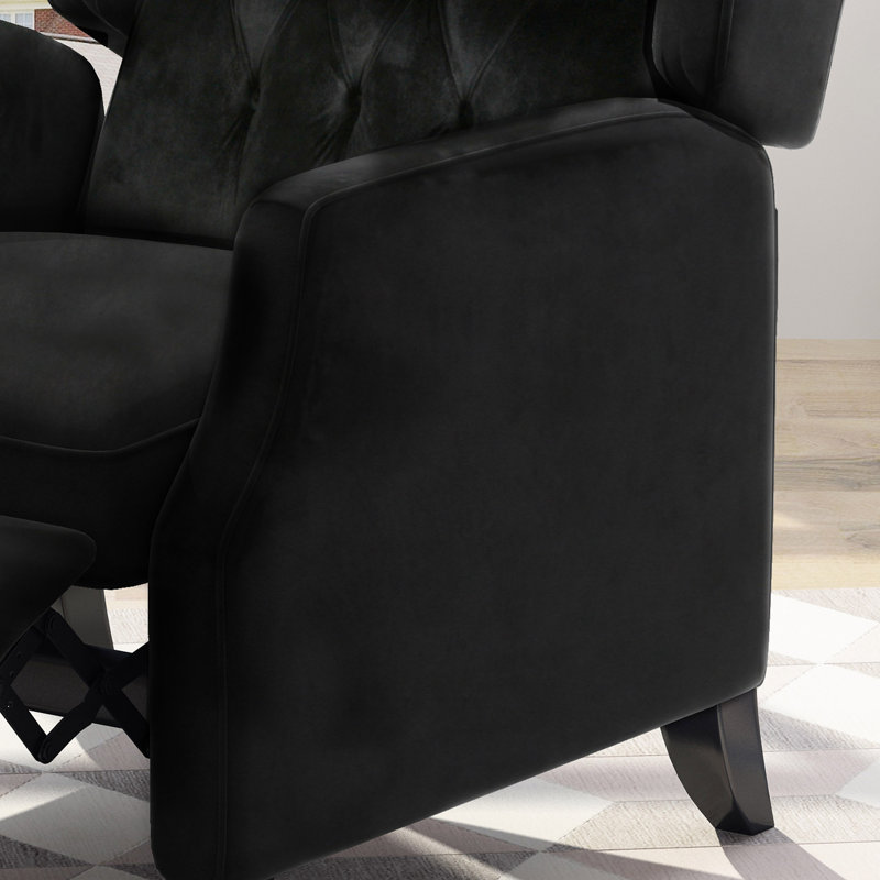 RECLINER, Modern Style Upholstery Recliner, Black Velvet