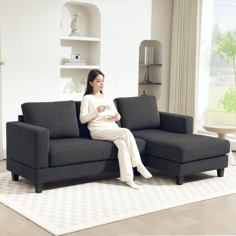 Canapé modulaire avec méridienne 3 places, Gris