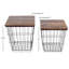 Table de bout avec rangement - 2 tables gigognes - Base carrée en métal et dessus en bois - Table d'appoint de style campagnard industriel