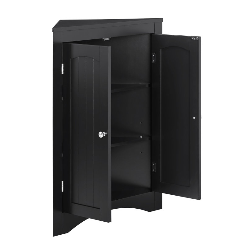 Multifunctional Storage Cabinet For Bathroom Floor Corner And Kitchen, 34.1 Lb Package Weight Black With Doors Shelves Corner, 32.3" Height