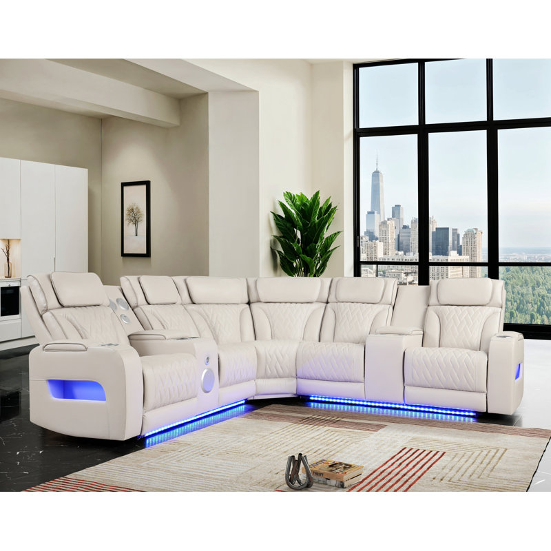 Canapé modulaire inclinable électrique avec appui-tête électrique, haut-parleurs Bluetooth, lumières DEL