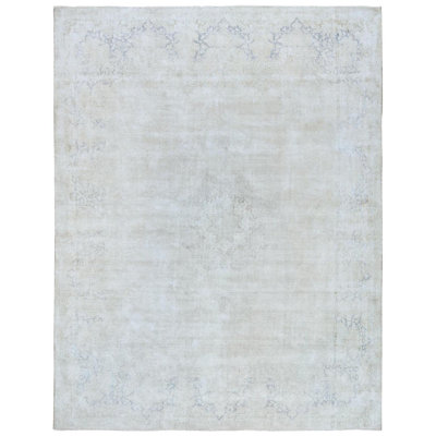 9''7""X12''10"" Ivory Hand Knotted, Sheared Low, Vintage Persian Kerman, Worn Wool, Shabby Elegance, Distressed Look, Oriental Rug 95D9A4C8A419418FAFF7D -  Isabelline, 95D9A4C8A419418FAFF7D0C922B11E20