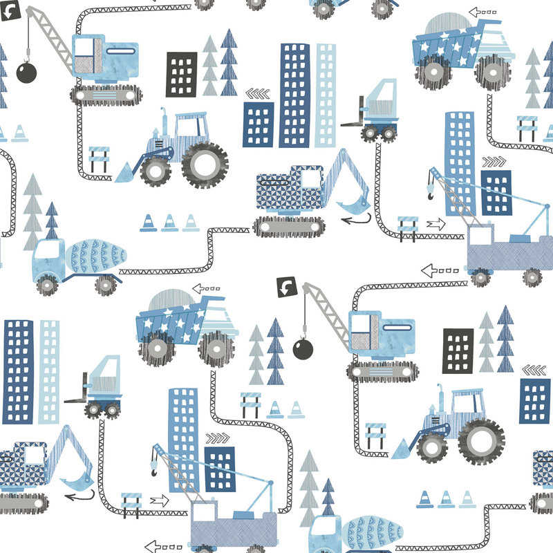 Cassity 10m x 53cm Matte Paste the Wall Wallpaper Roll, Blue/Black