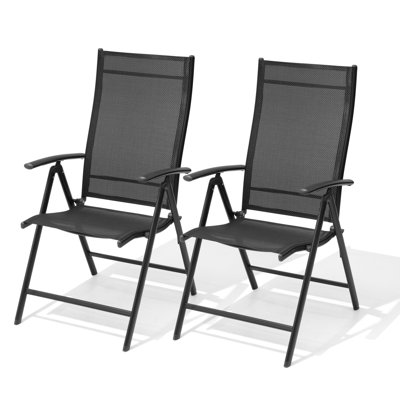 Hickley Metal Folding Patio Dining Armchair with Adjustable Backrest