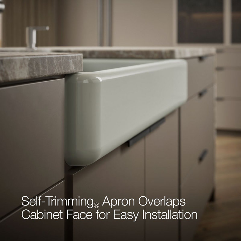 Whitehaven® Self-Trimming 32-1/2" L x 21-9/16" W x 9-5/8" Under-Mount Single-Bowl Sink with Short Apron, Sea Salt